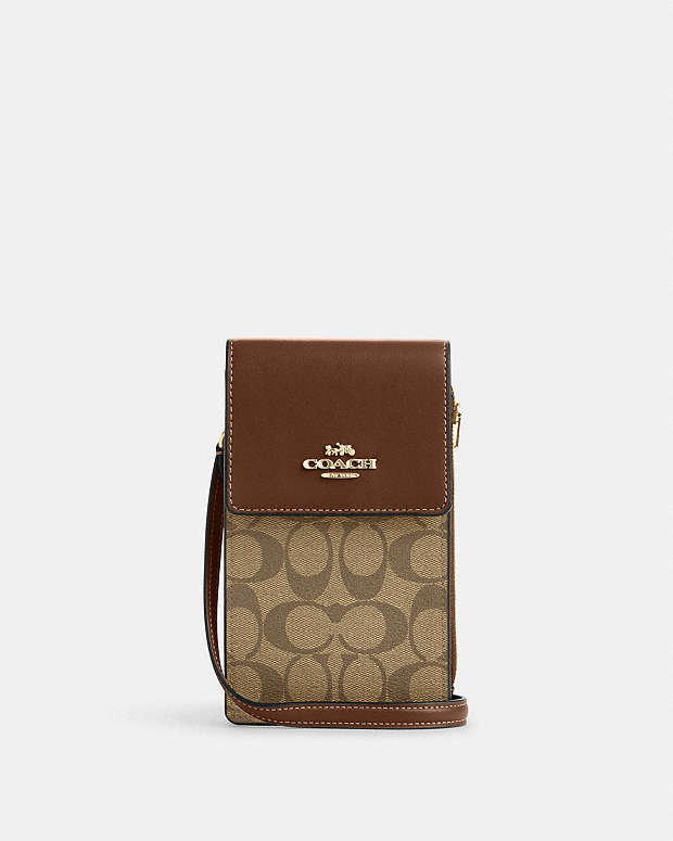 Coach North South Phone Crossbody In Signature Canvas