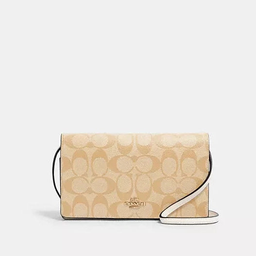 Coach Anna Foldover Clutch Crossbody In Signature Canvas