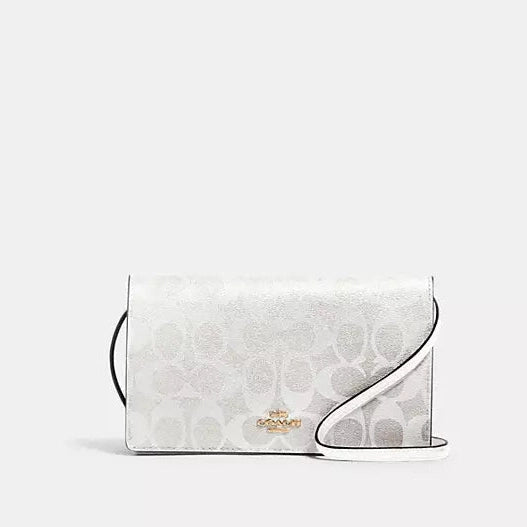 Coach Anna Foldover Clutch Crossbody In Signature Canvas