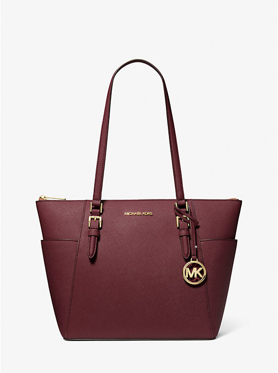 Michael Kors Charlotte Charlotte Large Saffiano Leather Top-Zip Tote Bag