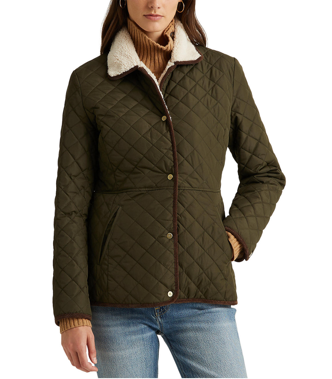 Ralph Lauren Women faux Sherpa Quilted Coat