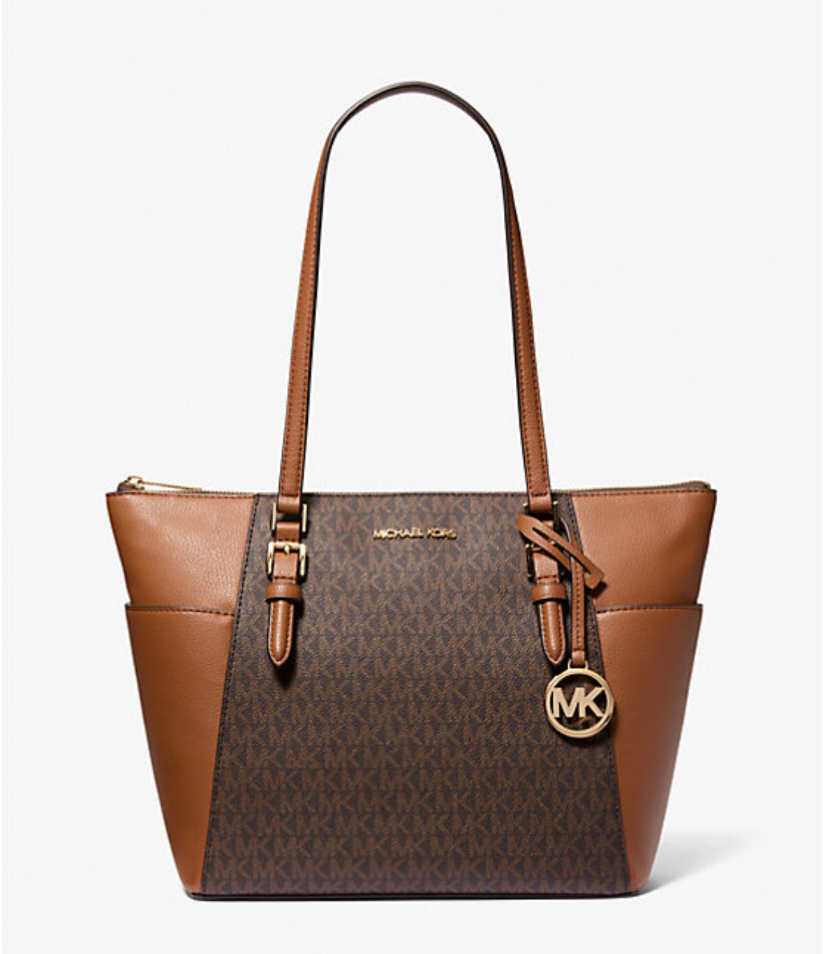 Michael Kors Charlotte Charlotte Large Saffiano Leather Top-Zip Tote Bag