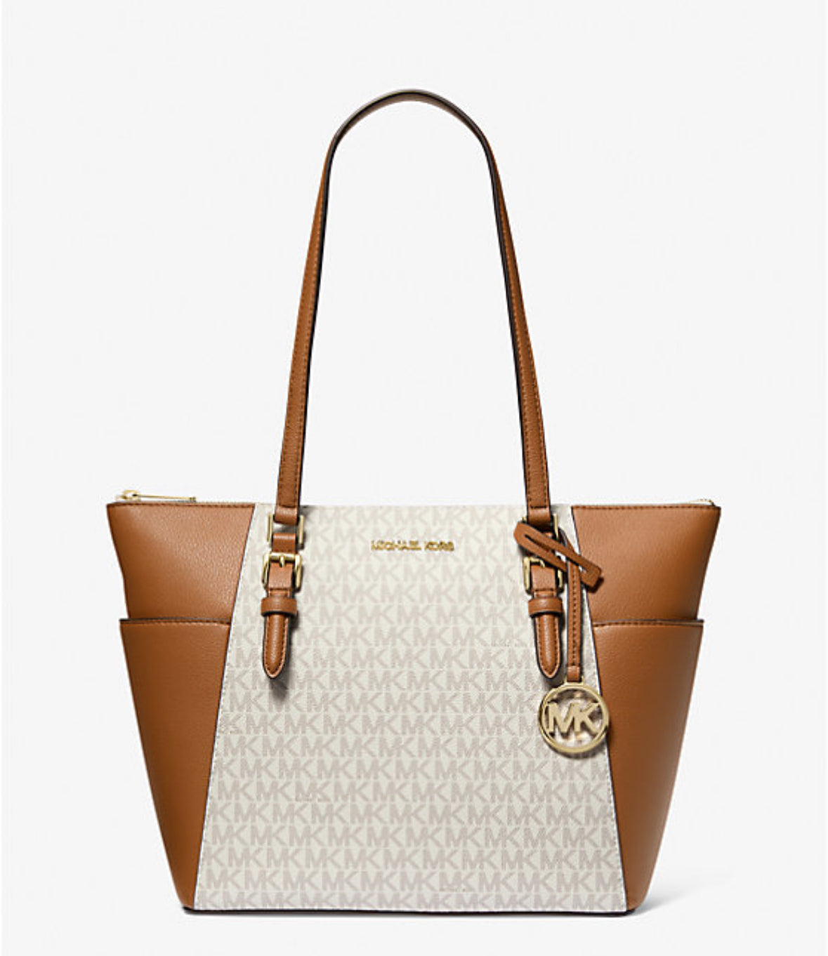 Michael Kors Charlotte Charlotte Large Saffiano Leather Top-Zip Tote Bag