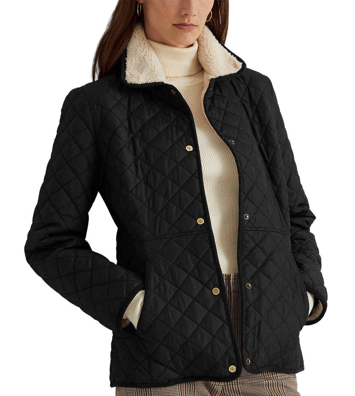 Ralph Lauren Women faux Sherpa Quilted Coat