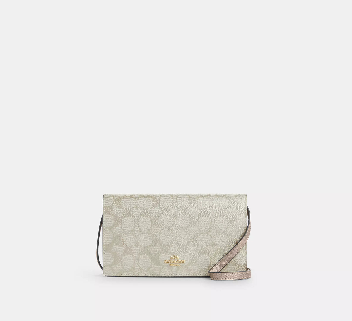 Coach Anna Foldover Clutch Crossbody In Signature Canvas