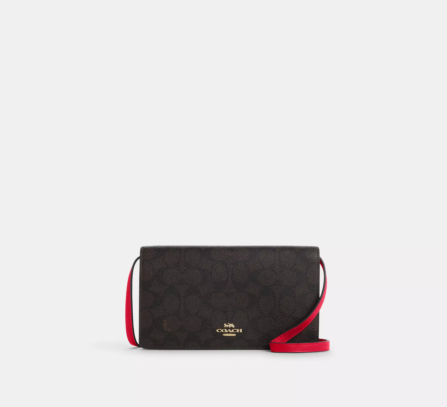 Coach Anna Foldover Clutch Crossbody In Signature Canvas